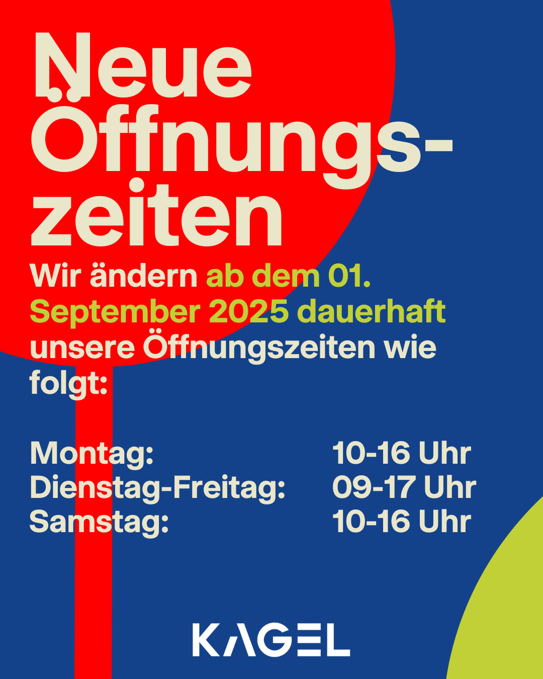 Dauerhaft neue Öffnungszeiten